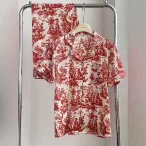 Red Satin Pajamas Set